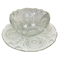 L.E. Smith Early American Pressed Glass Pinwheel & Stars Serving Set