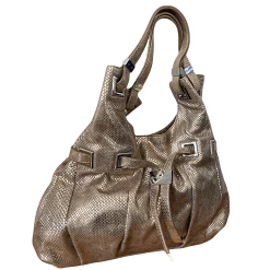 Michael Kors Carey Metallic Snakeskin Embossed Cinch Purse