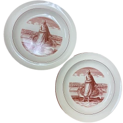 Wedgewood Made In England Queens Ware Vintage Commemorative Edition Ivey's Earthenware Plate 9 3/4" Set Of 2 -Curriculum & Resources shop 3098466715