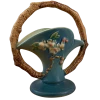Roseville Vintage Blue Apple Blossom Basket Vase #309-8