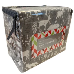 Martha Stewart Cotton Printed Flannel 4 Piece Queen Sheet Set