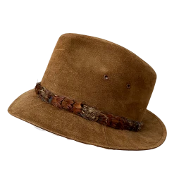 Stetson Suede Fedora Hat & Feather Band Size Small