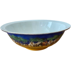 New Hall Pottery Made In England Procession Of Elephants Centerpiece Basin Bowl