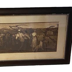 Mezzotint Continental Origin Harvest Courtship Scene Original Matting & Wood Slat Back Late 1800s Artwork -Curriculum & Resources shop 3320620691