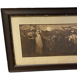 Mezzotint Continental Origin Harvest Courtship Scene Original Matting & Wood Slat Back Late 1800s Artwork -Curriculum & Resources shop 3320631170
