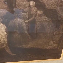 Mezzotint Continental Origin Harvest Courtship Scene Original Matting & Wood Slat Back Late 1800s Artwork -Curriculum & Resources shop 3320635098