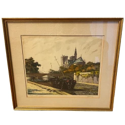 Marcel Harang French Artist Pencil Signed Paris Notre Dame Hand Colored Artwork -Curriculum & Resources shop 3320659269