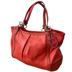 COACH Zip Top & Patent Leather Trim Purse Z33011