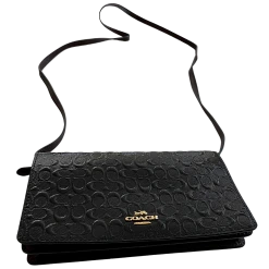 COACH Black/Brown Foldover Embossed Clutch & Crossbody Purse -Curriculum & Resources shop 3374533858