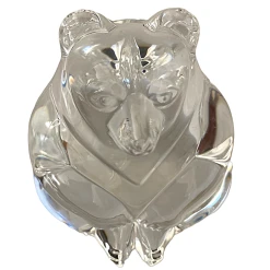 Steuben Signed Crystal Sitting Bear Figurine