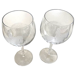 Lorraine Coyle Signed Etched Sand Carved Rider On Horseback Crystal Goblet Set Of 2