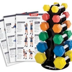 HexElite Rubber-Coated Color Dumbbell Sets