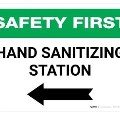 Safety First: Hand Sanitizing Station With Left Arrow Wall Graphics