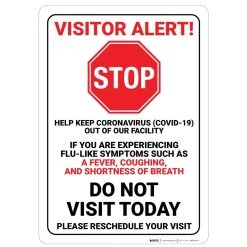 Coronavirus Visitor Alert - Do Not Visit Today Wall Graphics -Curriculum & Resources shop g 40079 CoronavirusVisitorAlert DoNotVisitToday PVCWallSign 1