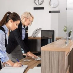 Acrylic Desktop Dividers With Feet -Curriculum & Resources shop g 40123 AcrylicDesktopDividerWith2Tabletop Feet Clear 30inHx24inW 4 1