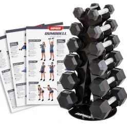 HexElite Rubber-Coated Dumbbell Sets