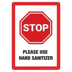 Stop: Please Use Hand Sanitizer Wall Graphics -Curriculum & Resources shop g40064 Stop PleaseUseHandSanitizer WallDecal 1